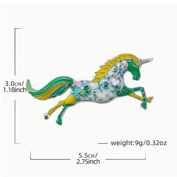 Unicorn Brooch Purple & Blue Enamel - Picture 2 of 2